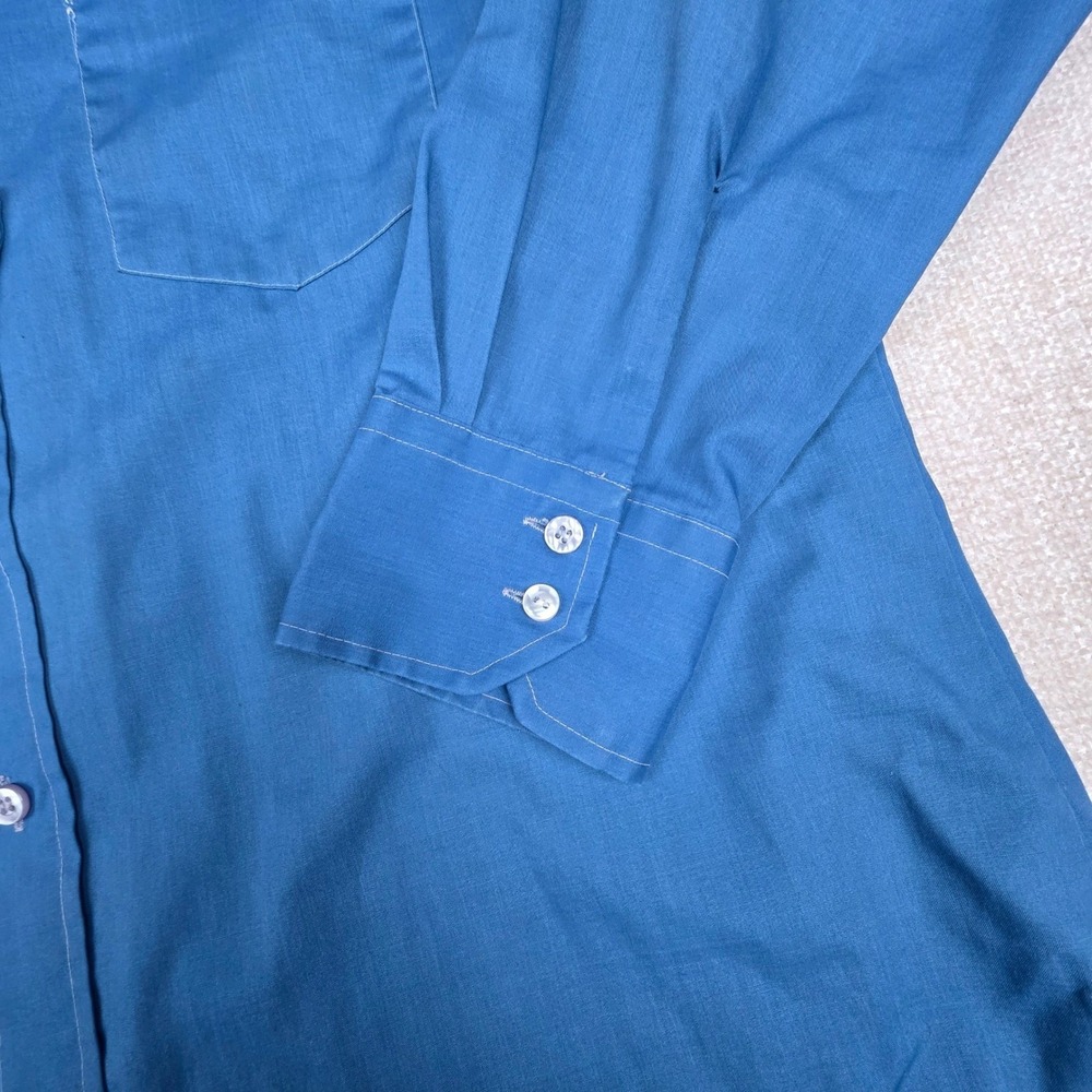 Vintage Kmart Permanent Press Blue Button Down‎ Shirt Mens 16.5-33 Long Sleeve - Picture 3 of 9